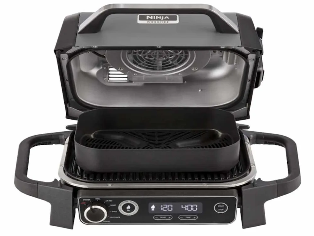 Ninja elektricni rostilj7 funkcija, tezina 10,18 kg.Woodfire tehnologija, do 75% manje masti