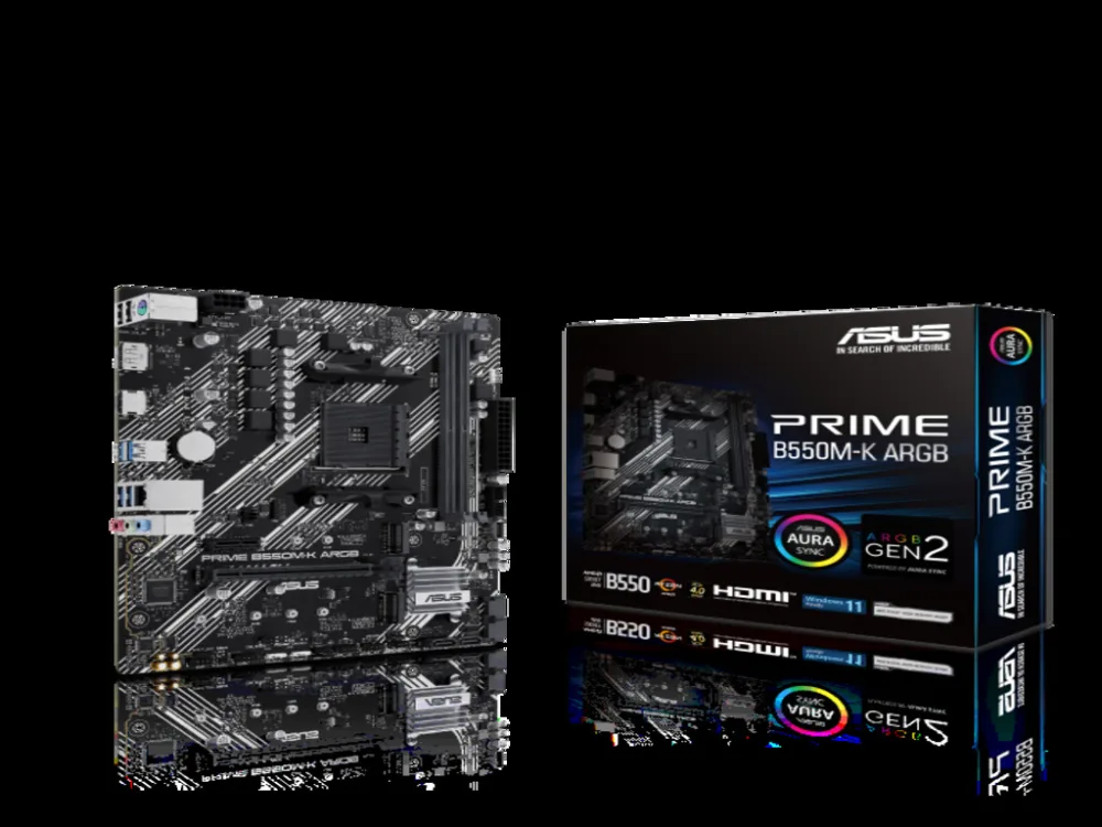 ASUS MB PRIME B550M-K ARGB AM4, 2x DDR4, 2x M.2, 4x SATA 6x USB, 1xDP, 1x HDMI, mATX