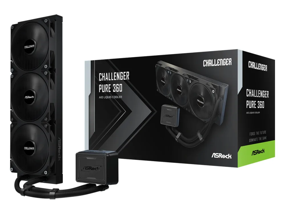 ASROCK 360 AIO BlackCPU Liquid Cooler, Challenger1851, 1700, AM4, AM5